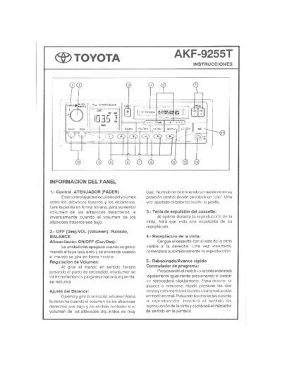 toyota akf-9255t instrucciones del equipo de sonido
